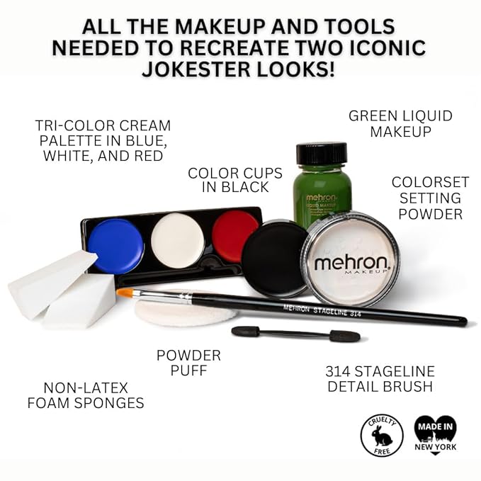 Mehron Makeup Premium Character Kits| Makeup Kits for Halloween & Cosplay| Made in the USA | Complete Makeup Kit | Includes all Makeup, Tools, & Instructions on How to Create the Look | (Jokester)-Velvo Beauty