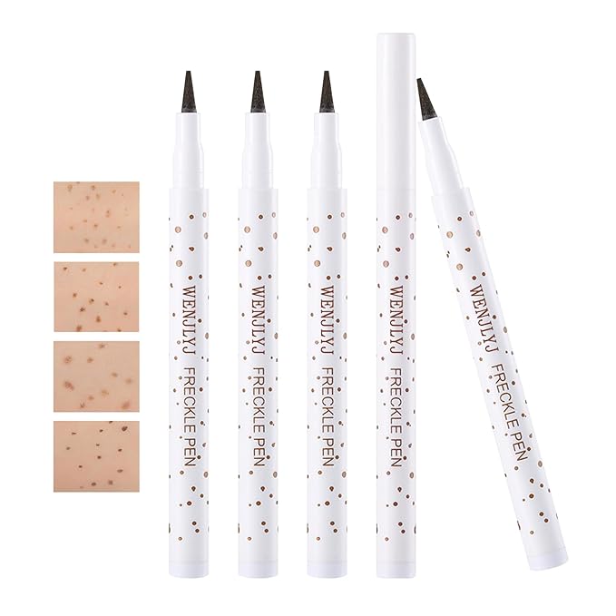 4 Colors Freckle Pen,Waterproof Freckle Makeup Pen,Lightweight Long Lasting Quick Dry Dot Spot Makeup Pen - Light Brown,Natural Coffee,Chestnut,Dark Brown-Velvo Beauty