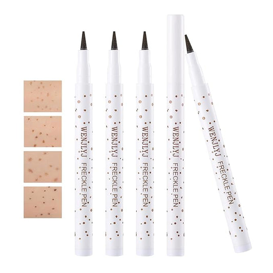 4 Colors Freckle Pen,Waterproof Freckle Makeup Pen,Lightweight Long Lasting Quick Dry Dot Spot Makeup Pen - Light Brown,Natural Coffee,Chestnut,Dark Brown-Velvo Beauty