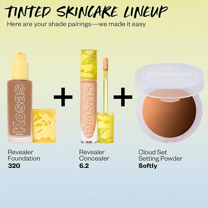 Kosas Revealer Skin-Improving Foundation with SPF 25 Protection - Hydrate, Brighten, Soothe, Plump, Protect Skin - Smoothing Texture, Natural Finish and Clean Formula - Medium Deep Neutral 320-Velvo Beauty