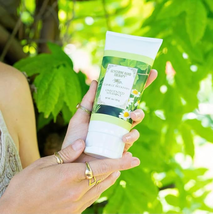 Camille Beckman Essentials Gift Basket, Vitamin E Unscented, Glycerine Hand Therapy 6 oz, Silky Body Cream 13 oz, Hand and Shower Cleansing Gel 13 oz, Glycerine Soap 3.5 oz-Velvo Beauty