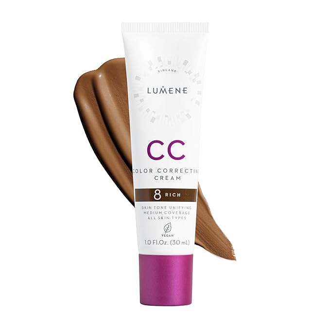 Lumene Color Correcting CC Cream - Lightweight Foundation - Medium Coverage - Redness Reducing Face Makeup for a Glowing Complexion - Vegan Formula + Suitable for All Skin Types - Rich (1 fl oz)-Velvo Beauty