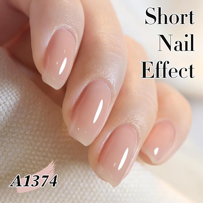 Double Rhythm Translucent Gel Polish Sheer Neutral Natural Light Milky Same Color Same Bottle 15ML Jelly Polish Art DIY at Home (Milky Pink -A1374)-Velvo Beauty