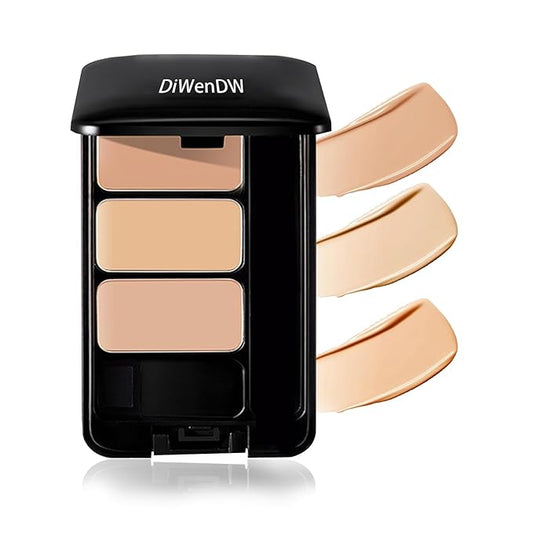 3 Colors Corrector Palette,Moisturizing Long Lasting Waterproof Cream Contour Makeup Palette,Color Correcting Concealer,Natural Flawless Full Coverage Liquid Foundation Set with Makeup Brushes-Velvo Beauty