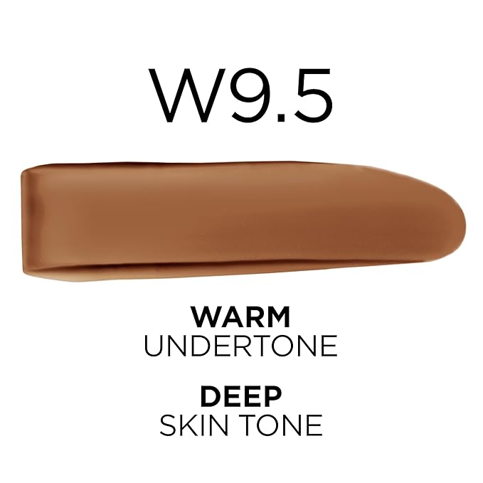 L'Oreal Paris True Match Super-Blendable Foundation, Medium Coverage Liquid Foundation Makeup, W9.5, Deep, 1 Fl Oz-Velvo Beauty