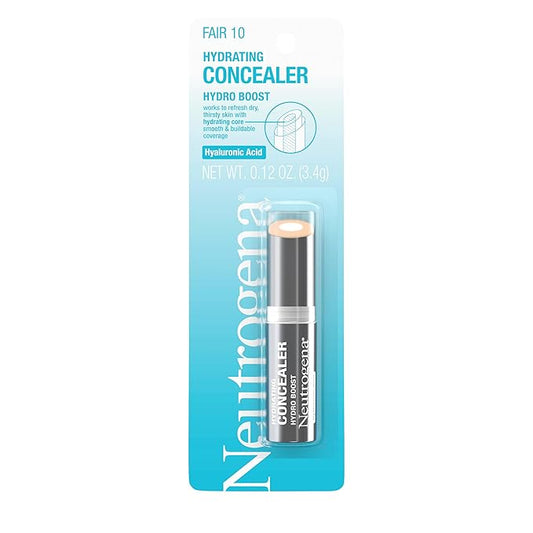 Neutrogena Hydro Boost Hydrating Concealer Stick for Dry Skin, Oil-Free, Lightweight, Non-Greasy and Non-Comedogenic Cover-Up Makeup with Hyaluronic Acid, 10/Fair, 0.12 Oz-Velvo Beauty