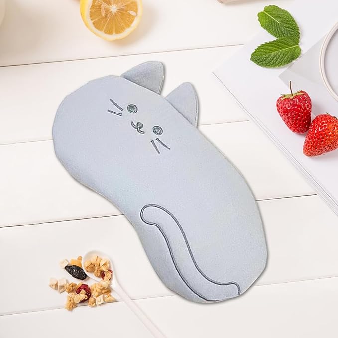 PERFECTSIGHT Kitty Sleep Eye Masks, Cute Plush Sleep Eye Cover Lightweight Adjustable Eyeshade Faux Fur Mask Cover for Women Men Sleep Travel Nap, Grey Cat-Velvo Beauty
