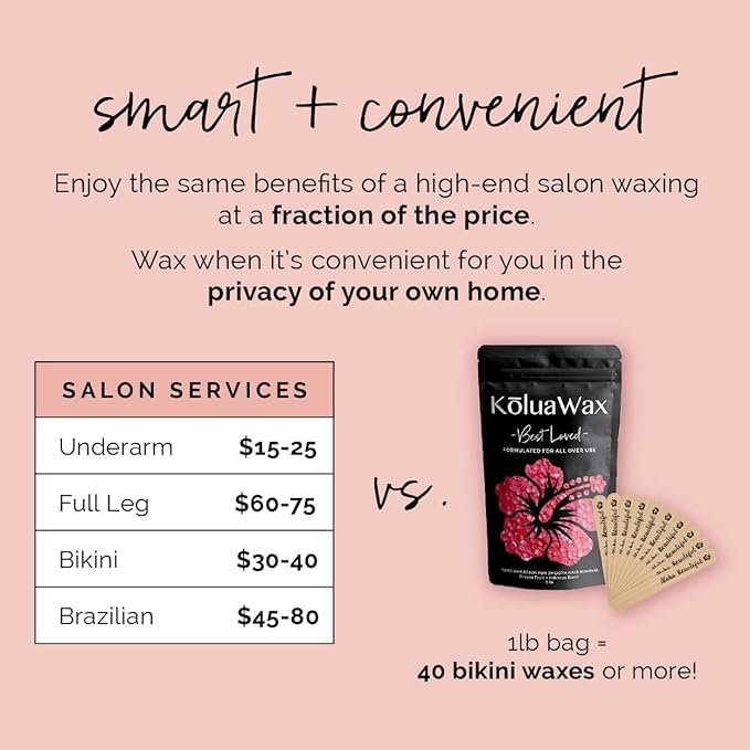 KoluaWax Hard Wax Beads for Hair Removal – Coarse Hair Formula – Face, Brazilian, Underarm, Back Chest, Bikini Waxing – Dragon Fruit & Hibiscus 1lb Refill for Wax Warmers & 10 Applicator Sticks 2 Pack-Velvo Beauty