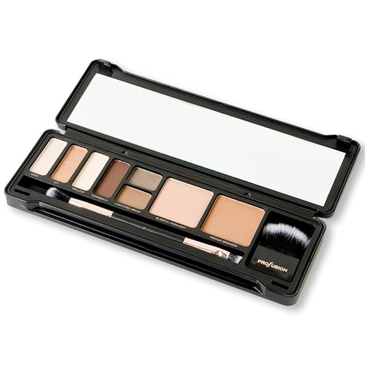 Profusion Cosmetics Day Face Pro Makeup Case - 8 Shades Palette with Brushes for Perfect Daytime Looks-Velvo Beauty