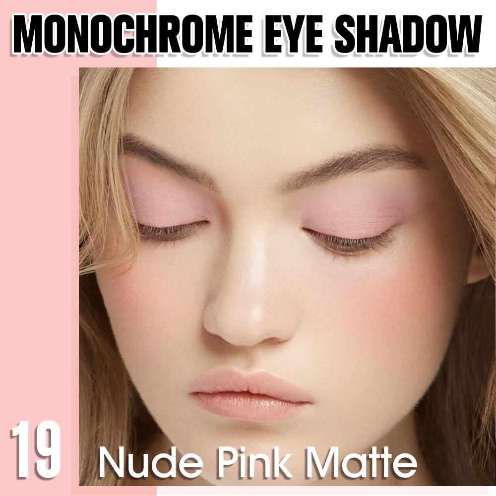 Single Matte Eye Shadow Palette Makeup, Nude Pink Matte Eyeshadow for Women, Monochrome Eye Shadow Makeup, Pigmented Waterproof Sombras Para Ojos, Vegan, Talc, Paraben & Cruelty Free, 19-Velvo Beauty