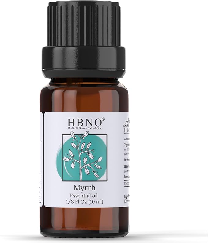 HBNO Myrrh Essential Oil - 1/3 oz (10 ml) Travel Size - Natural Myrrh Oil - Perfect for Cleaning, Aromatherapy, DIY, Soap and Diffuser - Myrrh Essential Oils-Velvo Beauty