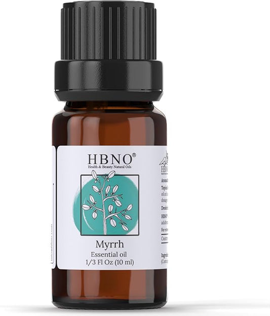 HBNO Myrrh Essential Oil - 1/3 oz (10 ml) Travel Size - Natural Myrrh Oil - Perfect for Cleaning, Aromatherapy, DIY, Soap and Diffuser - Myrrh Essential Oils-Velvo Beauty