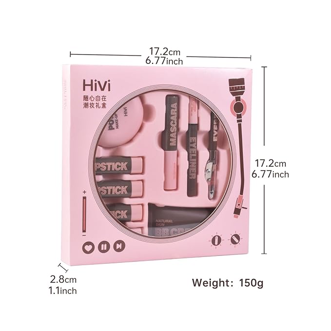 LAMUSELAND Makeup Kit for Women Girls Full Kit, 9 Pieces All in One Professional Makeup Gift Set for Beginner, include Lipstick, Eyebrow, Eyeliner, BB Cream, Powder, Mascara (B)-Velvo Beauty