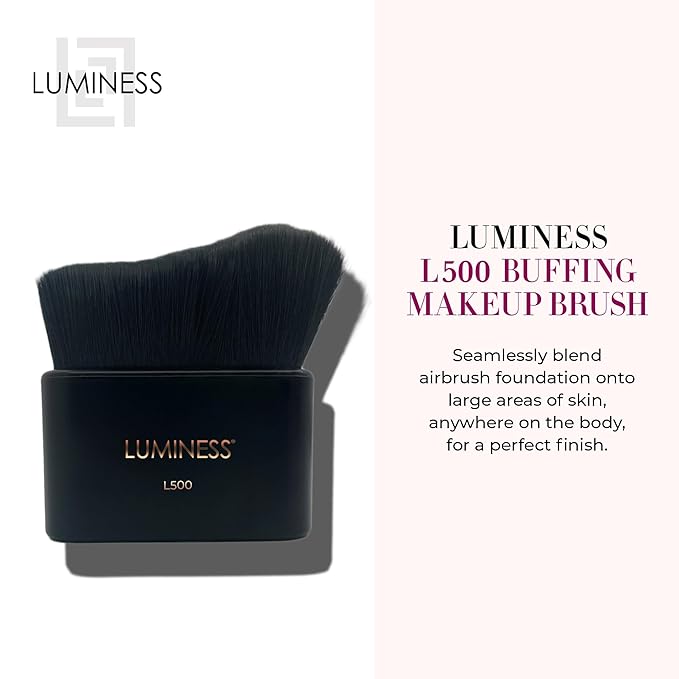 LUMINESS Professional-Grade L500 Buffing Makeup Brush - Angled Make Up Air Brush for Airbrush Spray Foundation - Face Brush for Seamless Buffing & Blending Application, Natural-Looking Finish-Velvo Beauty