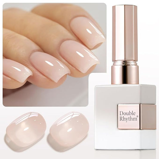 Double Rhythm 0.50 OZ Translucent Gel Polish Same Color Same Bottle Sheer Pastel Neutral Natural Milky 15 ML Jelly UV Nail Art DIY at Home (Beige Nude-A1511)-Velvo Beauty