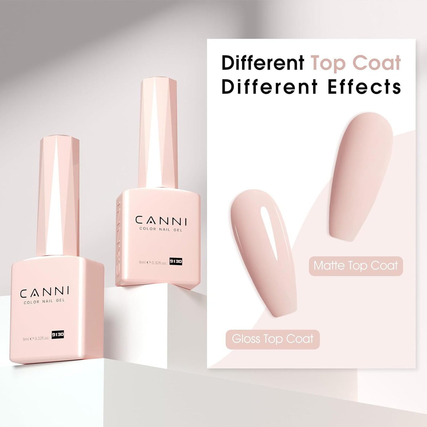 CANNI Pink Gel Nail Polish – Light Nude Oyster Pink, High Gloss Soak-Off UV/LED Gel for French Manicure, DIY Home & Salon Use, 0.32 fl oz-Velvo Beauty
