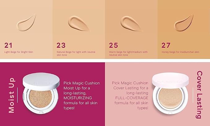 MISSHA Magic Cushion Foundation No.21 Light Beige for Bright Skin - Flawless Coverage,Dewy Finish,Easy Application for All Skin Types-Velvo Beauty