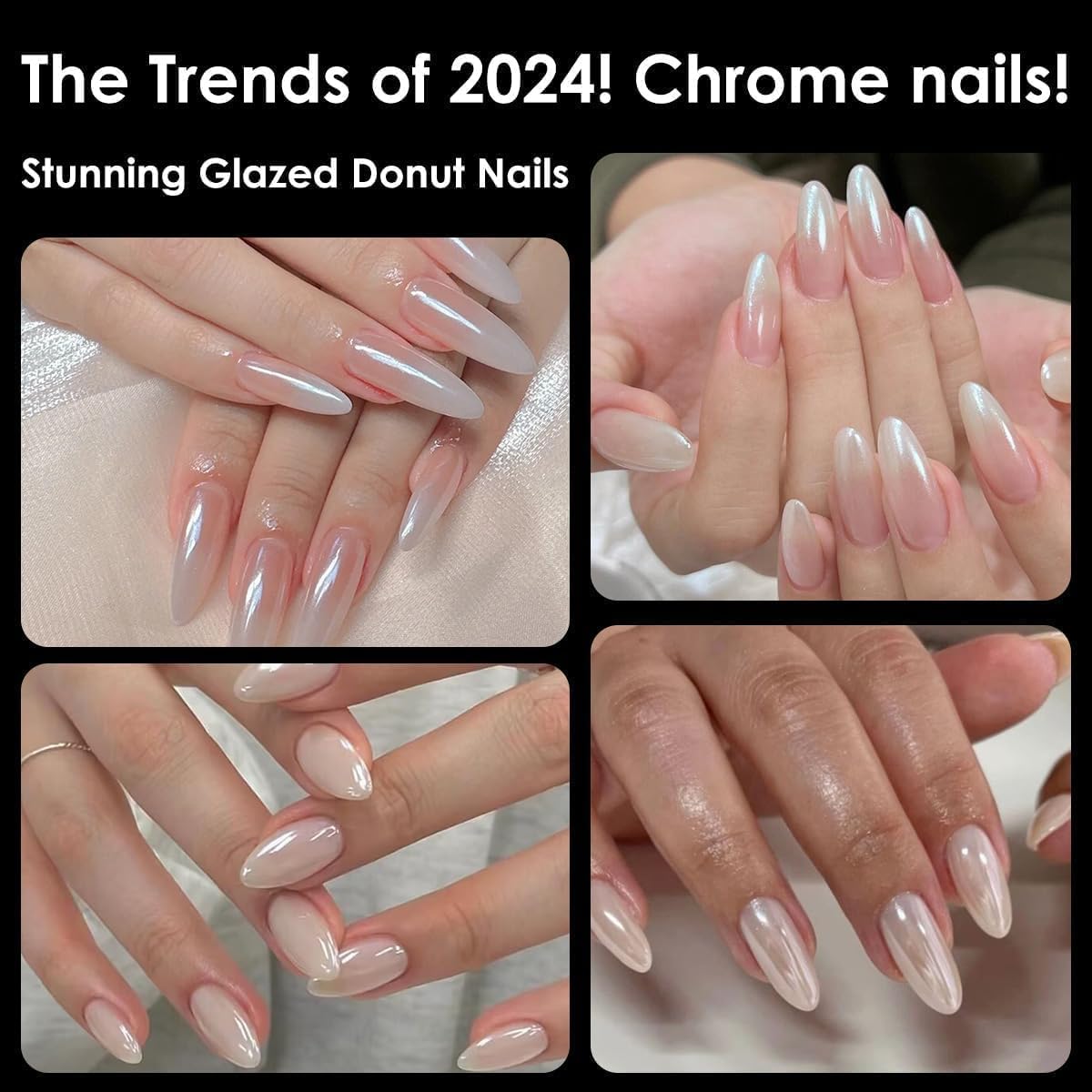 White Pearl Chrome Nail Powder: 7 Colors Iridescent Aurora Chrome Powder Pearl Mirror Effect Glitter Powder Pearlescent Ice Transparent Mermaid Pigment Dust for Nail Art Decoration-Velvo Beauty