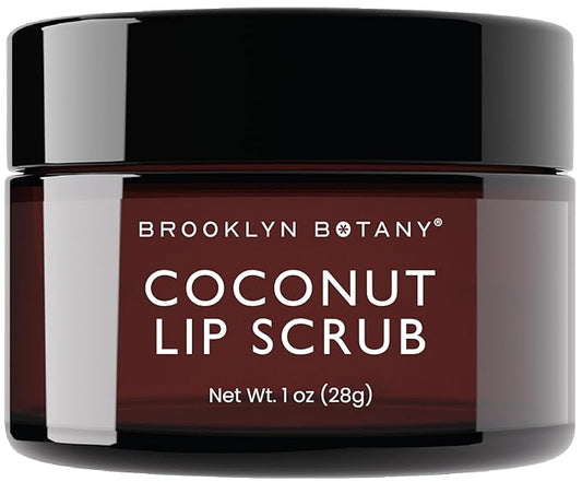 Brooklyn Botany Lip Scrub Exfoliator 1 oz – Lip Moisturizer for Dry Lips and Chapped Lips – Gentle Lip Exfoliator for Smooth and Brighter Lips – Coconut Flavor-Velvo Beauty