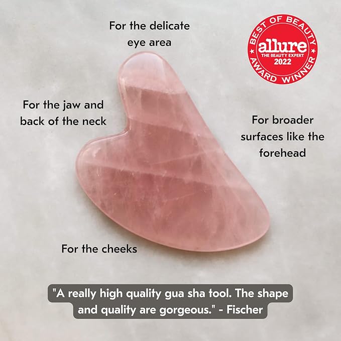 Mount Lai Rose Quartz Gua Sha Facial Tools, Pink Quartz Gua Sha Facial Tools Set and Roller, Guasha Tool for Face to Relieve Muscle Tension and Reduce Puffiness, Anti Aging Skin Care Sets for Women-Velvo Beauty