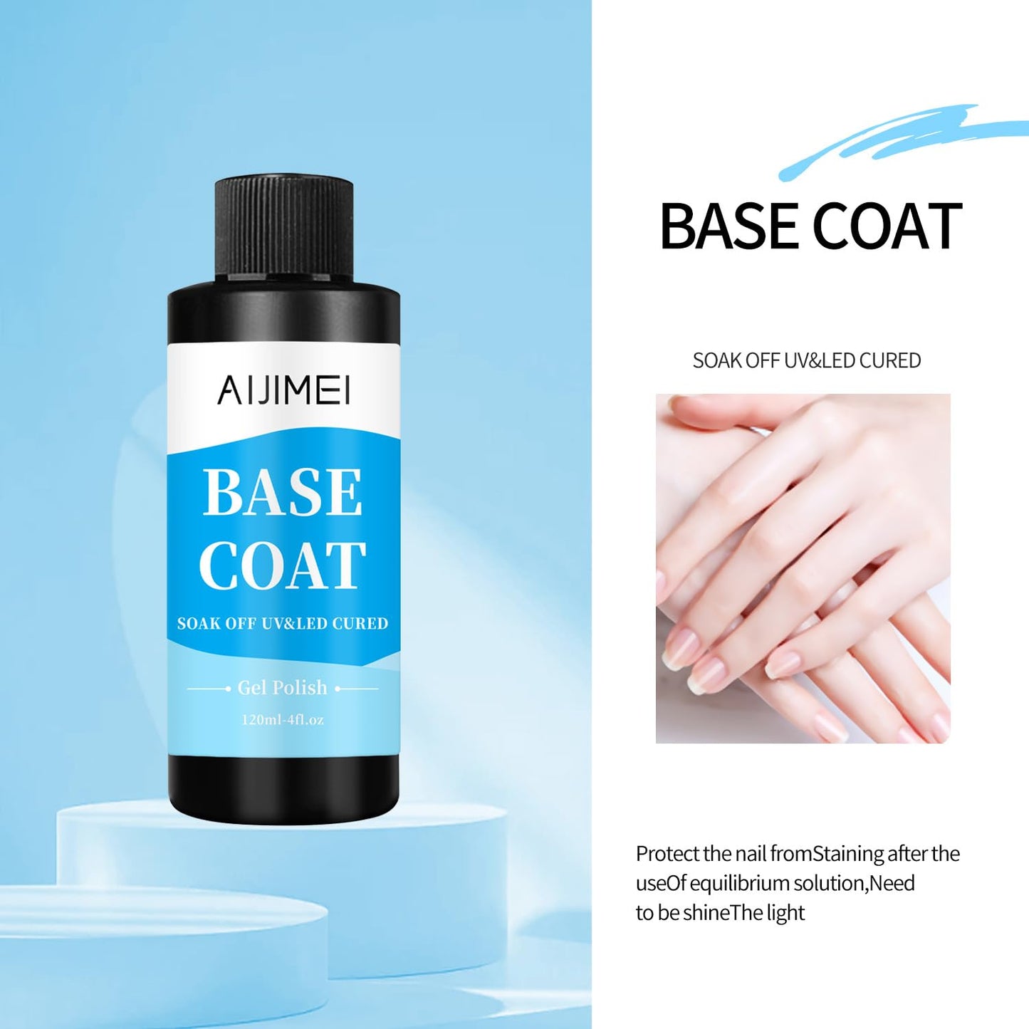 AIJIMEI 120ml Base Coat Quick Dry Basecoat for Nails 4oz For Base Coat Gel Nail Polish for Nail Art Salon Home DIY LongLasting-Velvo Beauty