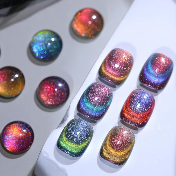 Born Pretty Cat Magnetic Gel Nail Polish 9D Chameleon Holorgraphic Cat Magnetic Eye Gel Polish Glitter Gel Polish Set 6PCS-Velvo Beauty