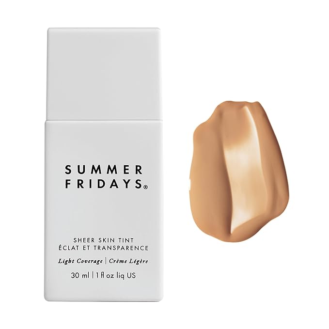 Summer Fridays Sheer Skin Tint - Tinted Moisturizer with Hyaluronic Acid - Helps Diminish Uneven Skin Tone - Sheer to Light Coverage - Shade 4.5 - Medium with Cool Peach Undertones (1 Fl Oz)-Velvo Beauty