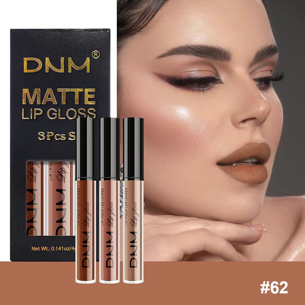 evpct 3Pcs Chocolate Red Brown Nude Matte Liquid Lipstick Lip Stain Sets for Women, Matte Lipstick Long Lasting Waterproof Permanent 24 Hours original, Magic Lip Sticks Pack for Halloween Daily Makeup-Velvo Beauty