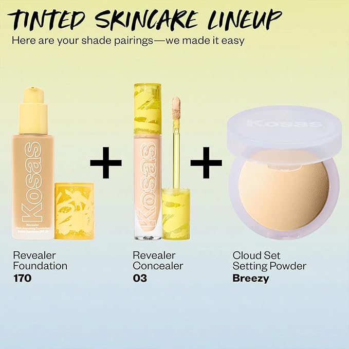 Kosas Revealer Skin-Improving Foundation with SPF 25 Protection -Hydrate, Brighten, Soothe, Plump, Protect Skin - Smoothing Texture, Natural Finish and Clean Formula - Light+ Neutral Warm 170-Velvo Beauty