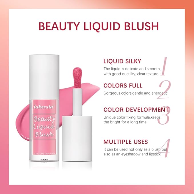 Liquid Blush for Cheeks Makeup Face Blush, Weightless Cream Formula, Smudge Proof Long-Wearing Pigmented Blush, Natural Look Makeup Face Blushes, Shimmer Finish, Dainty - 01# Creamy berry-Velvo Beauty