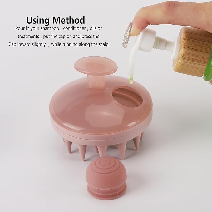 BTYMS Hair Scalp Scrubber Shampoo Brush with Dispenser, Silicone Scalp Massager Exfoliating Brush for Dandruff Removal-Velvo Beauty