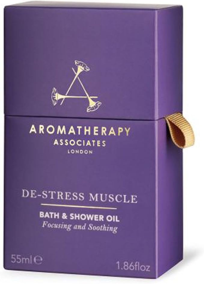 Aromatherapy Associates De-Stress Muscle Bath and Shower Oil, Natural Body Oil for Deep Relaxation and Comfort, Hydrating Body Made with 3 Essential Oils (1.86 oz)-Velvo Beauty