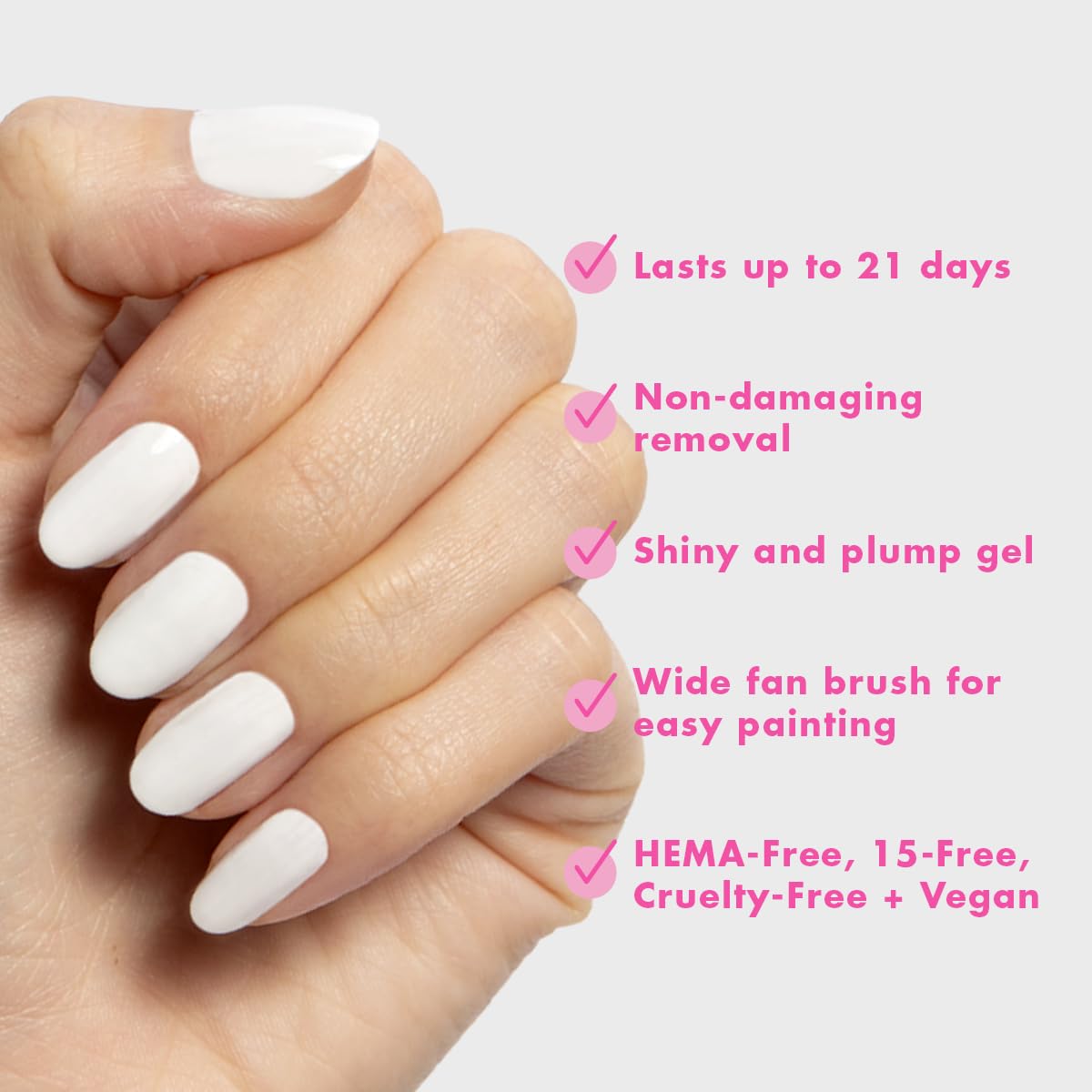 Olive & June Gel Polish | UV LED Nail Lamp Needed | Long Lasting Formula | Up to 21 Days of Wear | Damage-Free Removal | Salon-Quality Manicure, Pedicure at Home | HD | Crisp White-Velvo Beauty