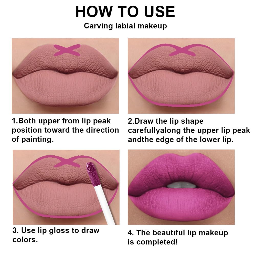 evpct 2Pcs Fuchsia Red Matte Lip Liner and Lipstick Combo Set for Women, Fuchsia Lip Combo Set Liquid Lips Stick Gloss and Lipliner Stains Set Long Lasting Waterproof, Lips Makeup 24 Hours originales-Velvo Beauty