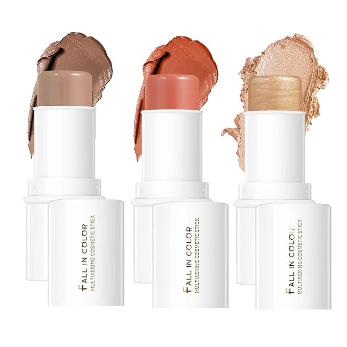 MEICOLY Makeup Sticks Kit, Contour Stick,Blush Stick, Highlight Stick,Facial Repair Bronzer Shading Stick, Cruelty Free Multi Stick Trio Cream Face Blush for Cheeks Lip Eye,02-Velvo Beauty