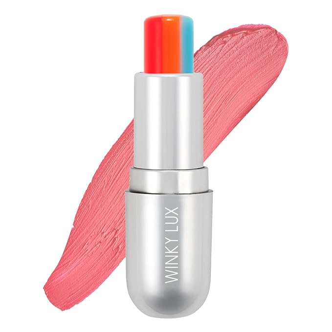 Winky Lux Rainbow Tri-Color Tinted Lip Balm – Hydrating Lip Care with Jojoba Oil & Vitamin E, Sheer Pink Tint, Moisturizes and Softens Dry Lips-Velvo Beauty
