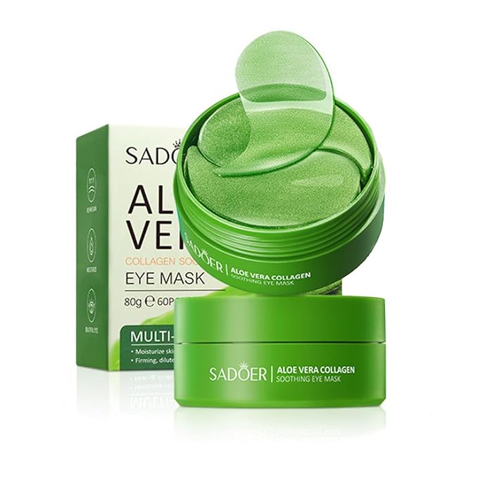 Aloe Vera Under Eye Mask,60 PCS Aloe Vera Gel Eye Mask Skin Care,Hyaluronic Acid Collagen Under Eye Patches for Dark Circles and Puffiness,Reduce Wrinkle Patches,Improves & Firms Eye Skin-Velvo Beauty
