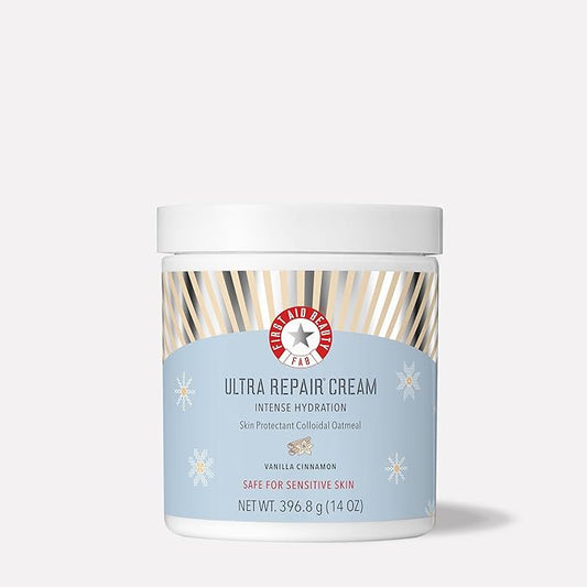 First Aid Beauty - Ultra Repair Cream, Intense Hydration Whipped Colloidal Oatmeal, Clinically Proven to Strengthen Skin Barrier & Help Relieve Eczema, Face & Body Moisturizer, 14 oz Vanilla Cinnamon-Velvo Beauty