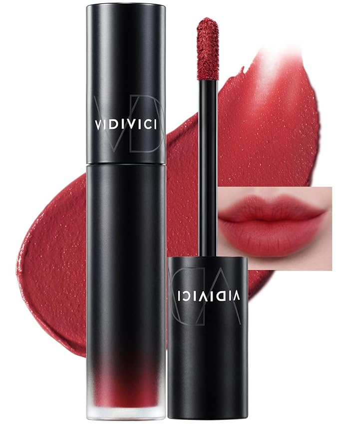 VIDIVICI Millennial Velvet Lip Tint - Thin, Comfortable & Long-Lasting Wear with Matte Finish - Seamless, Rich and Vibrant Shades - Moisture-Filled & Lightweight Texture. 0.15 fl.oz. (05 RED OVER)-Velvo Beauty