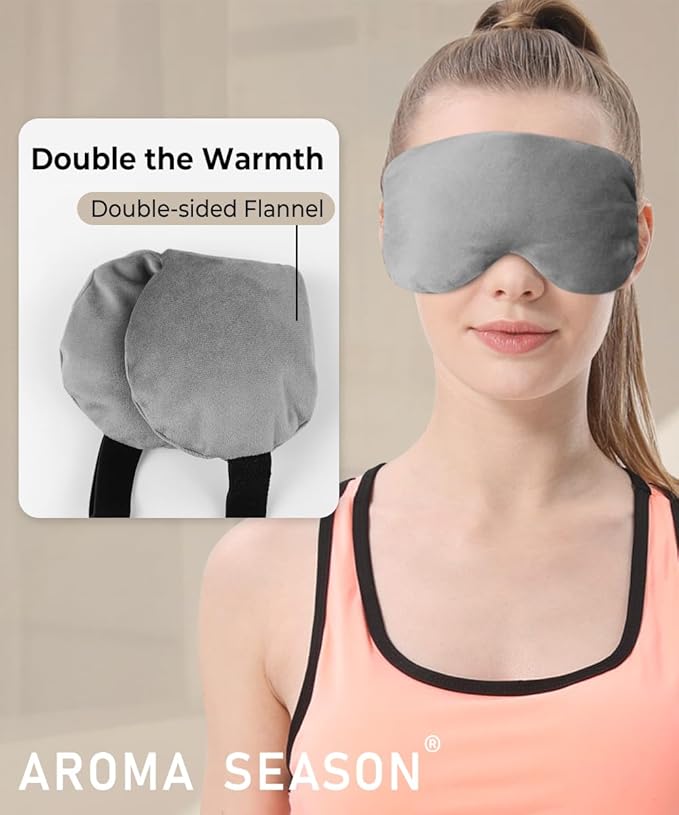 Aroma Season Weighted Eye Mask, Warm Eye Compress for Dry Eyes, Moist Heat Lavender Eye Mask, Microwave Eye Mask for Stye, Belpharitis, MGD (Gray)-Velvo Beauty