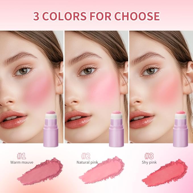 Soft Face Blush Stick, Matte Natural Long Lasting Blush for a Flawless Finish, Creamy Blendable Formula for All Skin Types, Everyday Wear Professional Quality Makeup (Natural pink, Large)-Velvo Beauty