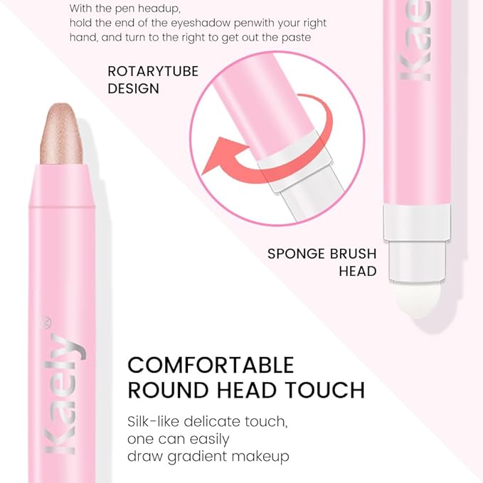 Kaely 2in1 Cream Eye Shadow Brightener Sticks for Eyes, Pencil Eyeshadow Applicator Stick Waterproof Pigmented, Eye Shadow Palette Highlighter Makeup, sombras para ojos, 17 Champagne Shimmer-Velvo Beauty