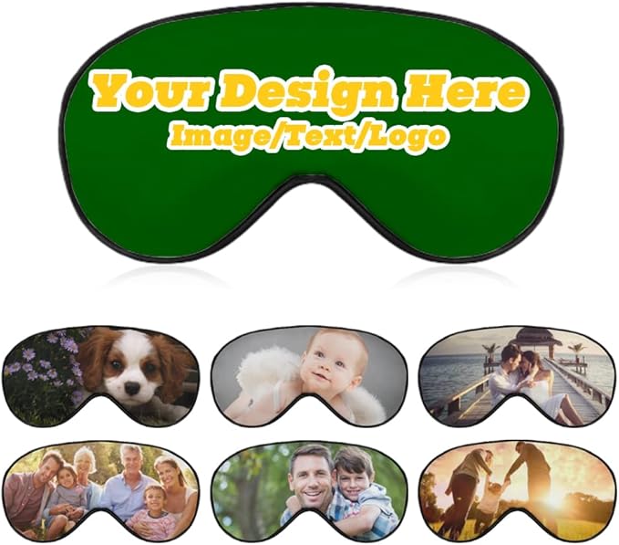 Custom Eye Mask Design Your Own Personalized Eye Shade Add Your Image Text Logo Light and Easy to Carry Effective Shadin Adjustable, DarkGreen, 8.1"x4.1"-Velvo Beauty