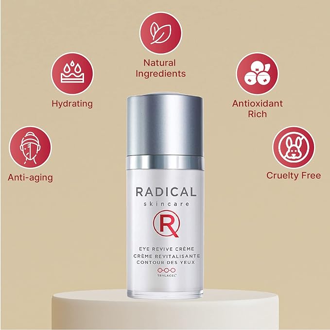 Radical Skincare Eye Revive Creme - 4 in1 Anti-Aging Solution Combats Wrinkles, Dark Circles, Puffiness, & Fine Lines - For All Skin Types Including Sensitive Skin - Paraben Free (0.5 Fl Oz, 2 Pack)-Velvo Beauty