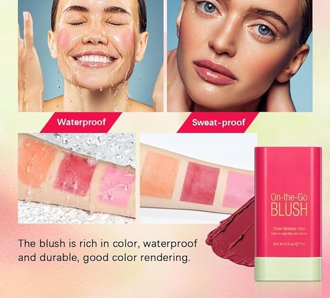 Blush Rare Beauty Liquid Blush Cream Blush Stick For Cheeks Natural Blendable Powder Blusher Stick On The Go Blush Brushes For Makeup Cheeks,Natural Waterproof, Long Lasting (3PC)-Velvo Beauty