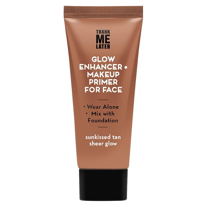 Elizabeth Mott Thank Me Later Glow Enhancer - Hydrating Face Primer & Highlighter for Radiant Skin, Vegan & Cruelty-Free, No Sulfates, Parabens, or Phthalates - Tan Sheer Glow Shade - 30g-Velvo Beauty