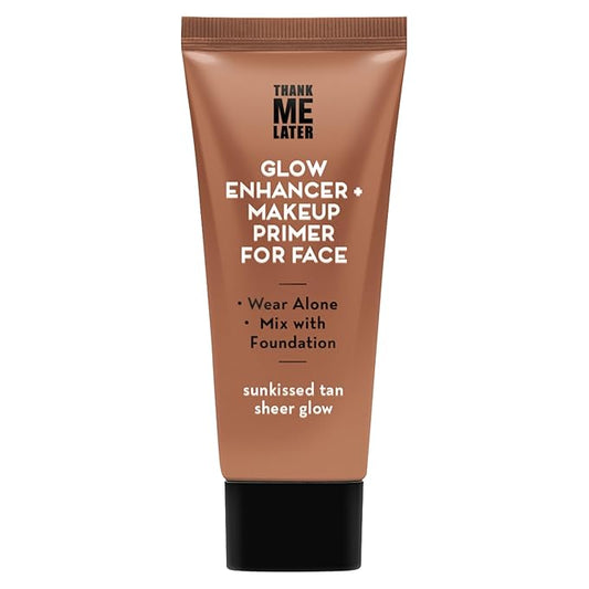 Elizabeth Mott Thank Me Later Glow Enhancer - Hydrating Face Primer & Highlighter for Radiant Skin, Vegan & Cruelty-Free, No Sulfates, Parabens, or Phthalates - Tan Sheer Glow Shade - 30g-Velvo Beauty