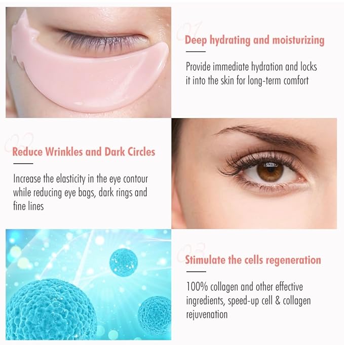 Under Eye Patches (30pcs) - Rose, Gold, hydro-gel Under Eye Mask Amino Acid & Collagen, Under Eye Mask for Face, Dark Circles and Puffiness, Beauty & Personal Care-Velvo Beauty