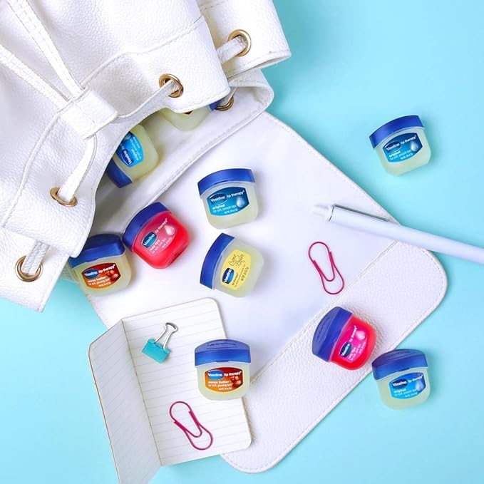 Vaseline Lip Therapy Rosy Lips, Cocoa Butter, Creme Brulee, Original - Vaseline Lip Balm, Tinted and Clear Lip Gloss Set, 2 of Each, 0.25 Oz Ea (8 Piece Set)-Velvo Beauty