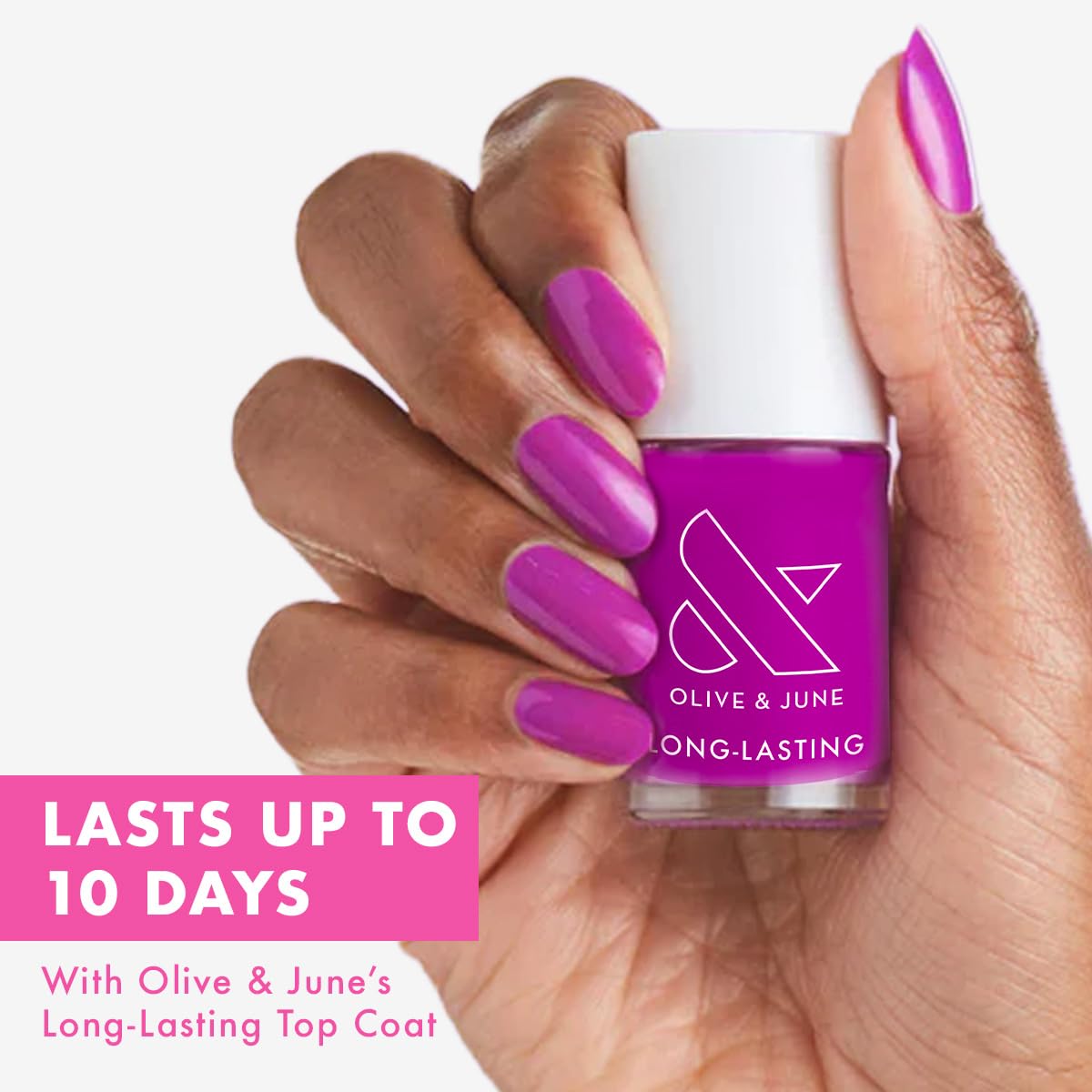 Olive & June Long Lasting Nail Polish | Plump Gel-Like Finish No Lamp Needed | Lasts up to 10 days | Salon-Quality at Home | 15-Free Vegan Cruelty-Free Chip-Resistant Shine | Grape Soda Daring Purple-Velvo Beauty